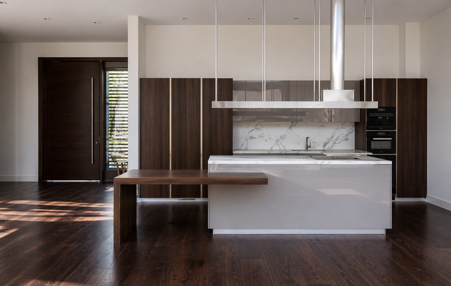 Modern kitchen with walnut cabinetry